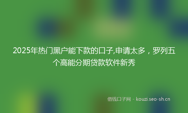2025年热门黑户能下款的口子,申请太多，罗列五个高能分期贷款软件新秀