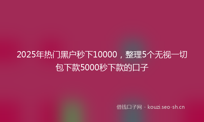 2025年热门黑户秒下10000，整理5个无视一切包下款5000秒下款的口子