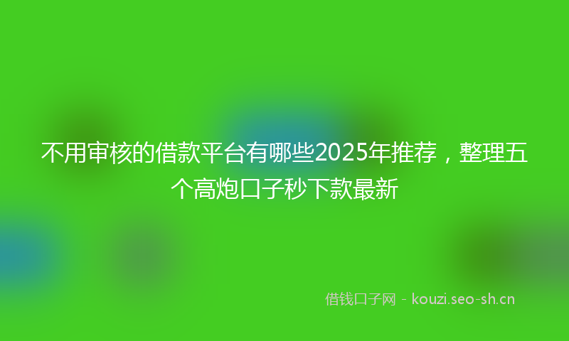 不用审核的借款平台有哪些2025年推荐，整理五个高炮口子秒下款最新