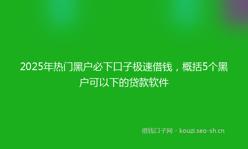 2025年热门黑户必下口子极速借钱，概括5个黑户可以下的贷款软件
