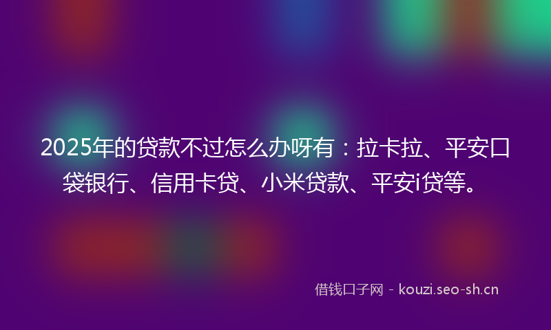 2025年的贷款不过怎么办呀有：拉卡拉、平安口袋银行、信用卡贷、小米贷款、平安i贷等。
