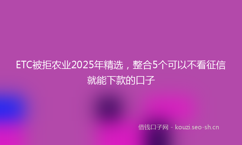 ETC被拒农业2025年精选,整合5个可以不看征信就能下款的口子