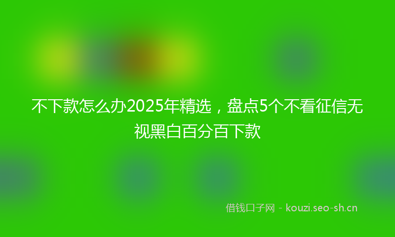 不下款怎么办2025年精选,盘点5个不看征信无视黑白百分百下款