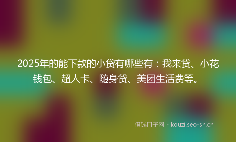 2025年的能下款的小贷有哪些有：我来贷、小花钱包、超人卡、随身贷、美团生活费等。