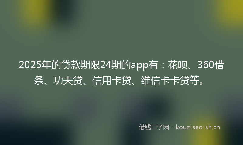 2025年的贷款期限24期的app有：花呗、360借条、功夫贷、信用卡贷、维信卡卡贷等。