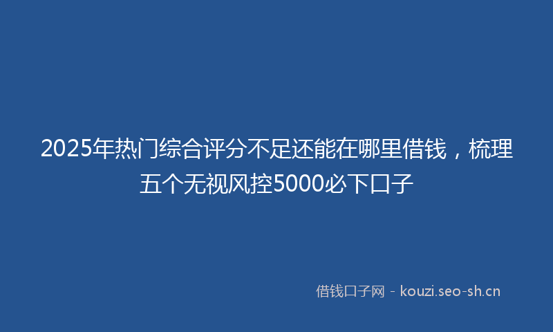 2025年热门综合评分不足还能在哪里借钱，梳理五个无视风控5000必下口子