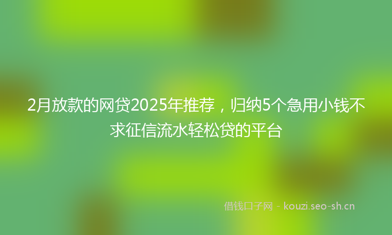 2月放款的网贷2025年推荐,归纳5个急用小钱不求征信流水轻松贷的平台