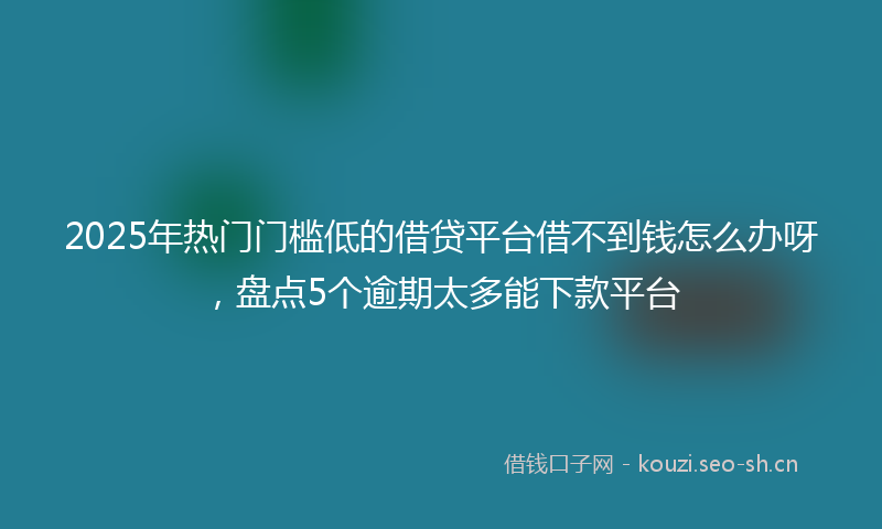 2025年热门门槛低的借贷平台借不到钱怎么办呀，盘点5个逾期太多能下款平台