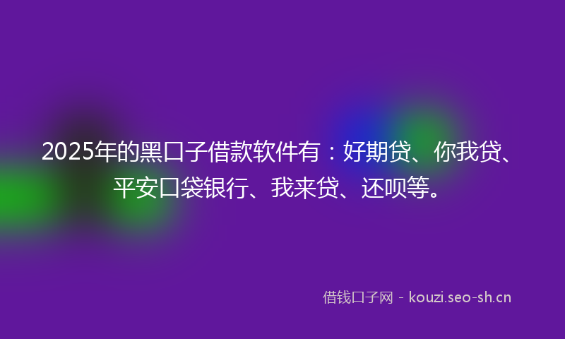 2025年的黑口子借款软件有：好期贷、你我贷、平安口袋银行、我来贷、还呗等。