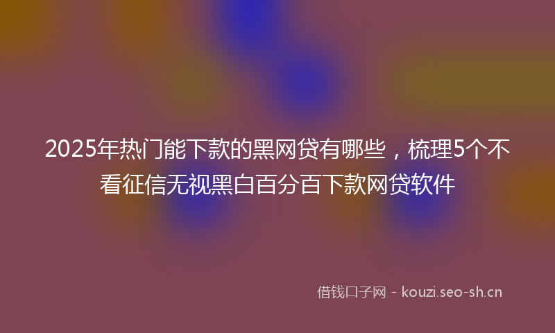 2025年热门能下款的黑网贷有哪些，梳理5个不看征信无视黑白百分百下款网贷软件