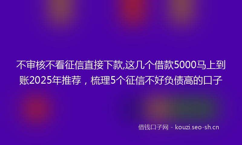 不审核不看征信直接下款,这几个借款5000马上到账2025年推荐，梳理5个征信不好负债高的口子