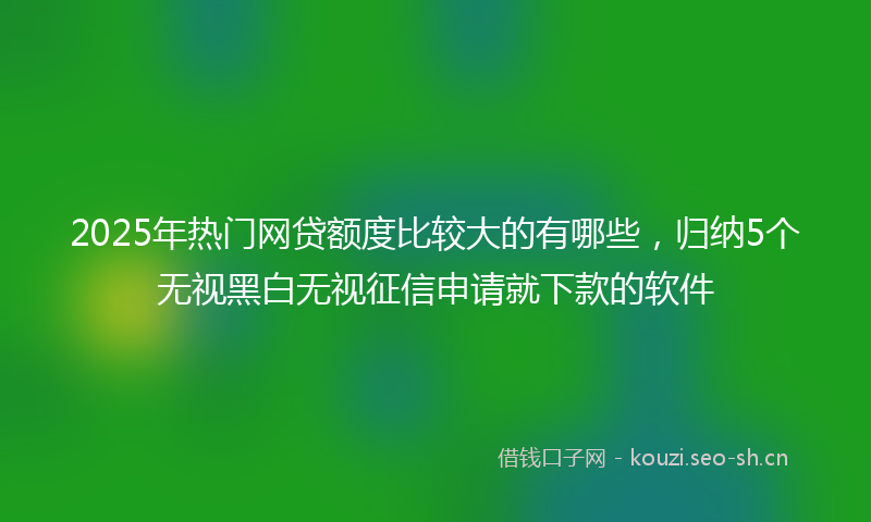 2025年热门网贷额度比较大的有哪些，归纳5个无视黑白无视征信申请就下款的软件