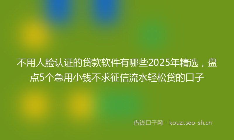 不用人脸认证的贷款软件有哪些2025年精选，盘点5个急用小钱不求征信流水轻松贷的口子