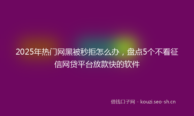 2025年热门网黑被秒拒怎么办,盘点5个不看征信网贷平台放款快的软件