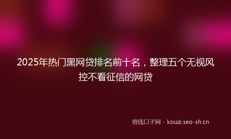 2025年热门黑网贷排名前十名，整理五个无视风控不看征信的网贷