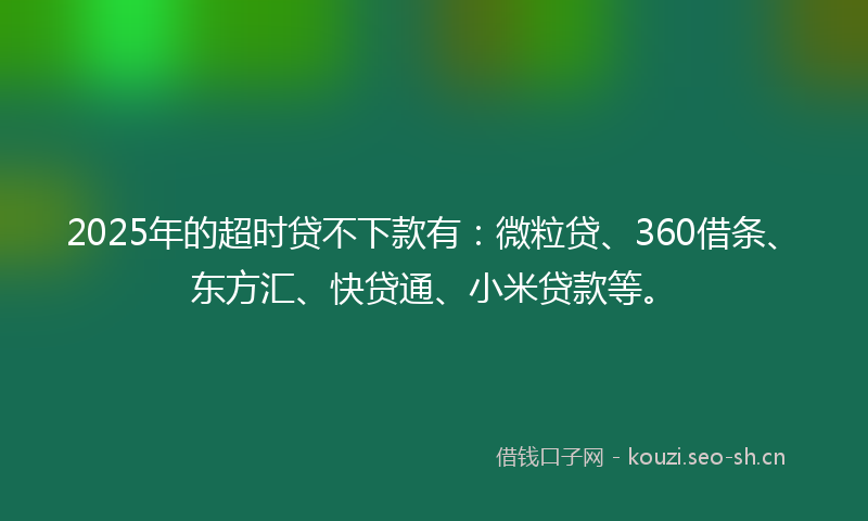 2025年的超时贷不下款有：微粒贷、360借条、东方汇、快贷通、小米贷款等。