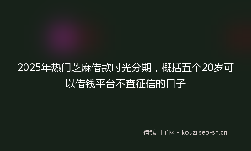2025年热门芝麻借款时光分期，概括五个20岁可以借钱平台不查征信的口子