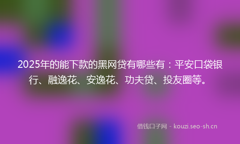 2025年的能下款的黑网贷有哪些有：平安口袋银行、融逸花、安逸花、功夫贷、投友圈等。