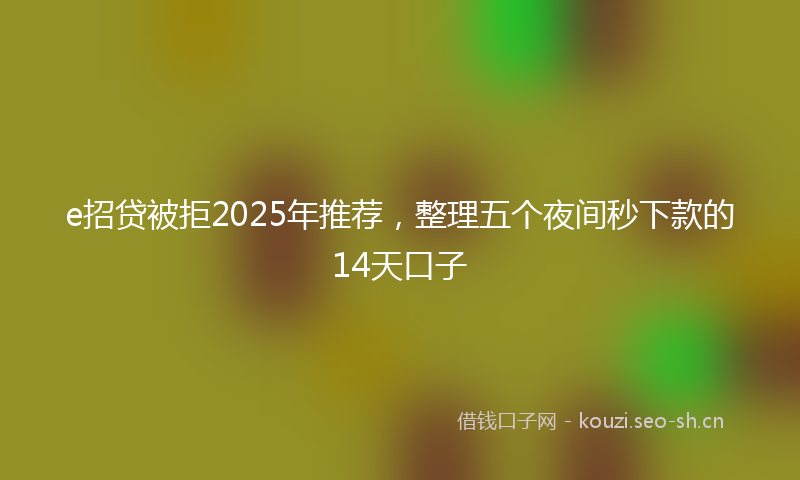 e招贷被拒2025年推荐，整理五个夜间秒下款的14天口子