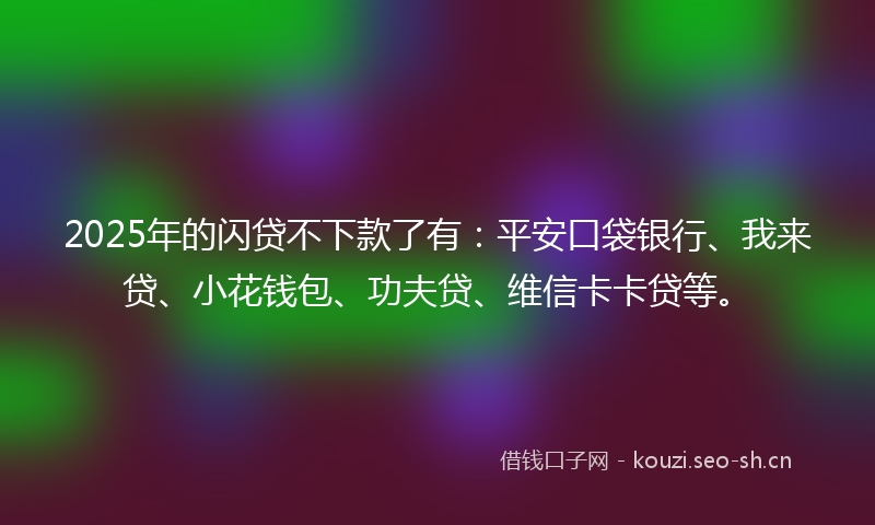 2025年的闪贷不下款了有：平安口袋银行、我来贷、小花钱包、功夫贷、维信卡卡贷等。