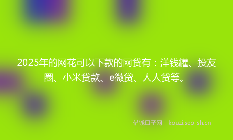 2025年的网花可以下款的网贷有：洋钱罐、投友圈、小米贷款、e微贷、人人贷等。