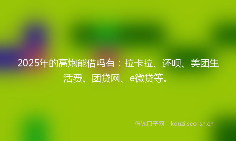 2025年的高炮能借吗有：拉卡拉、还呗、美团生活费、团贷网、e微贷等。