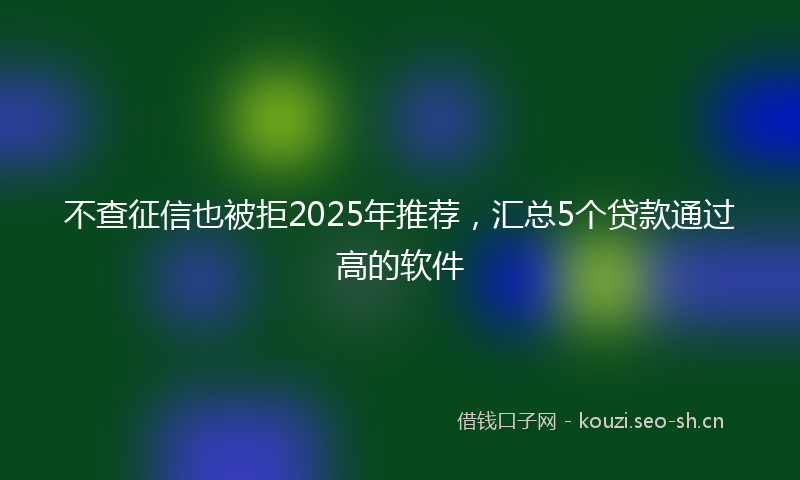 不查征信也被拒2025年推荐，汇总5个贷款通过高的软件