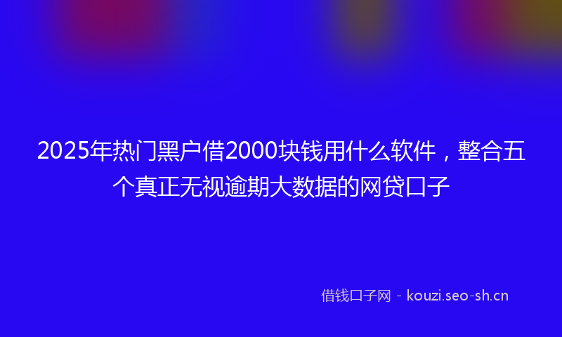 2025年热门黑户借2000块钱用什么软件，整合五个真正无视逾期大数据的网贷口子