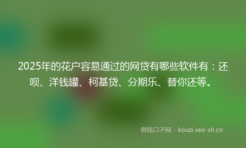2025年的花户容易通过的网贷有哪些软件有：还呗、洋钱罐、柯基贷、分期乐、替你还等。