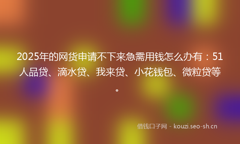 2025年的网货申请不下来急需用钱怎么办有：51人品贷、滴水贷、我来贷、小花钱包、微粒贷等。