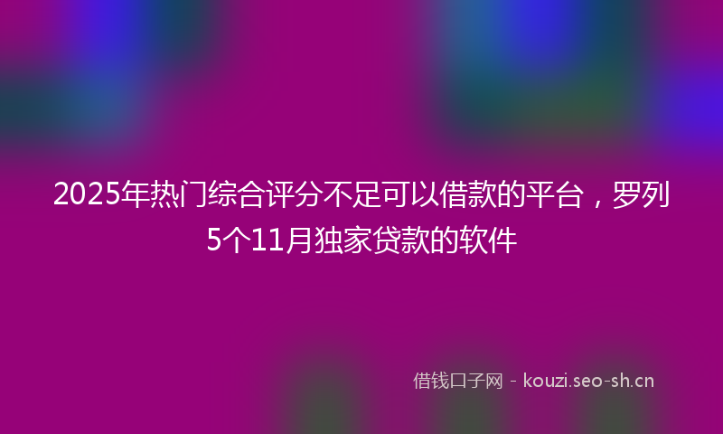 2025年热门综合评分不足可以借款的平台，罗列5个11月独家贷款的软件