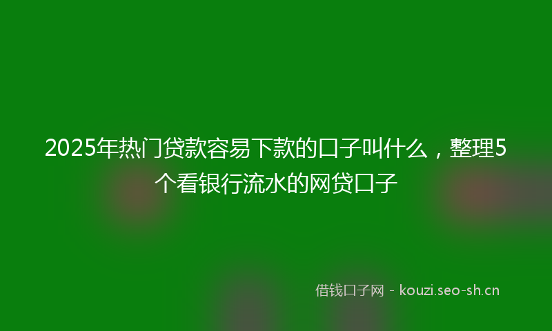 2025年热门贷款容易下款的口子叫什么，整理5个看银行流水的网贷口子