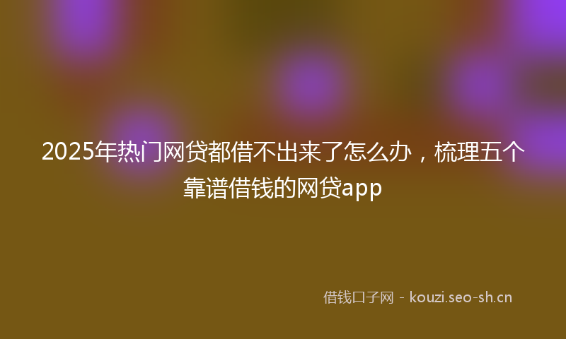 2025年热门网贷都借不出来了怎么办，梳理五个靠谱借钱的网贷app