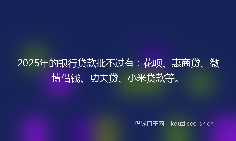 2025年的银行贷款批不过有：花呗、惠商贷、微博借钱、功夫贷、小米贷款等。