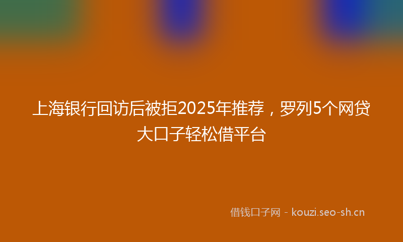 上海银行回访后被拒2025年推荐,罗列5个网贷大口子轻松借平台