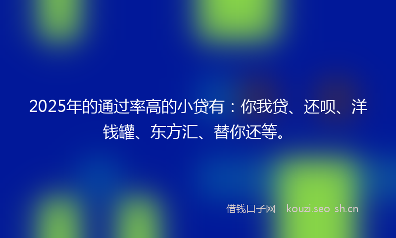 2025年的通过率高的小贷有：你我贷、还呗、洋钱罐、东方汇、替你还等。