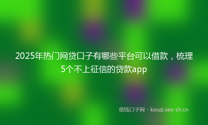 2025年热门网贷口子有哪些平台可以借款，梳理5个不上征信的贷款app