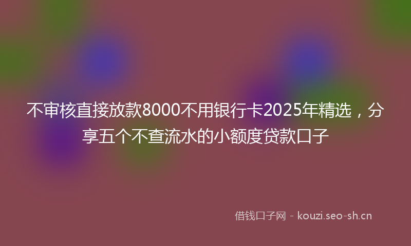 不审核直接放款8000不用银行卡2025年精选，分享五个不查流水的小额度贷款口子