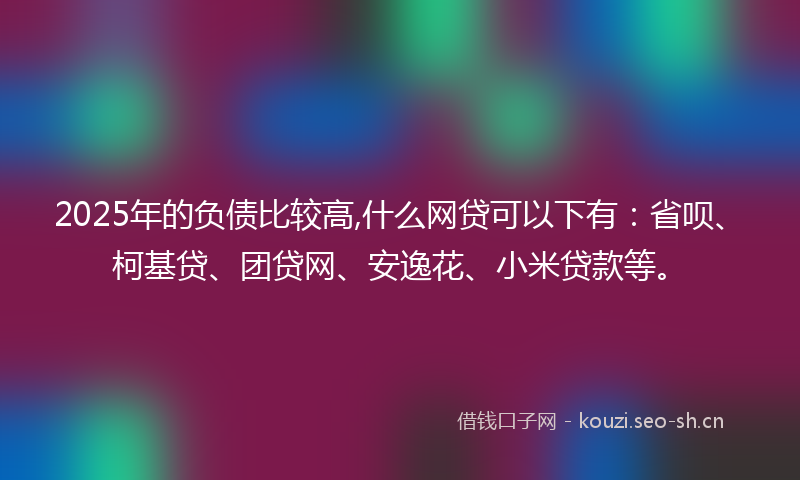 2025年的负债比较高,什么网贷可以下有:省呗、柯基贷、团贷网、安逸花、小米贷款等。