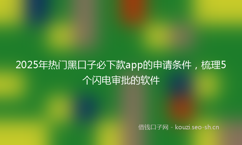 2025年热门黑口子必下款app的申请条件，梳理5个闪电审批的软件