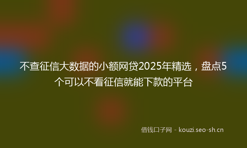 不查征信大数据的小额网贷2025年精选，盘点5个可以不看征信就能下款的平台