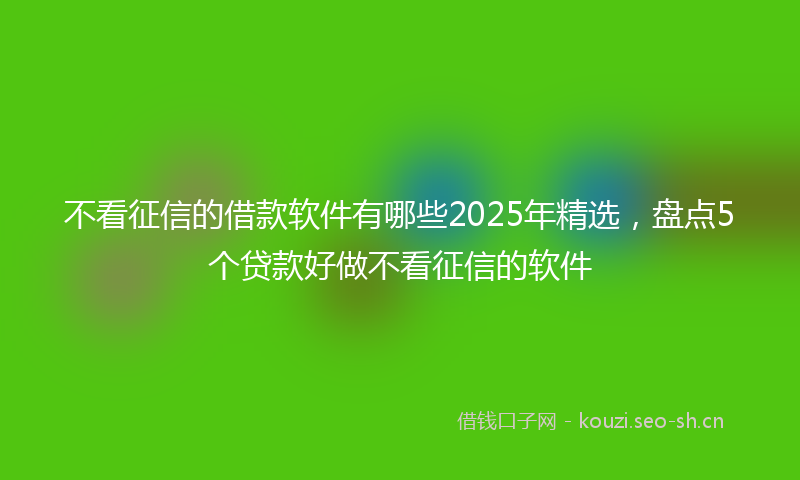 不看征信的借款软件有哪些2025年精选，盘点5个贷款好做不看征信的软件
