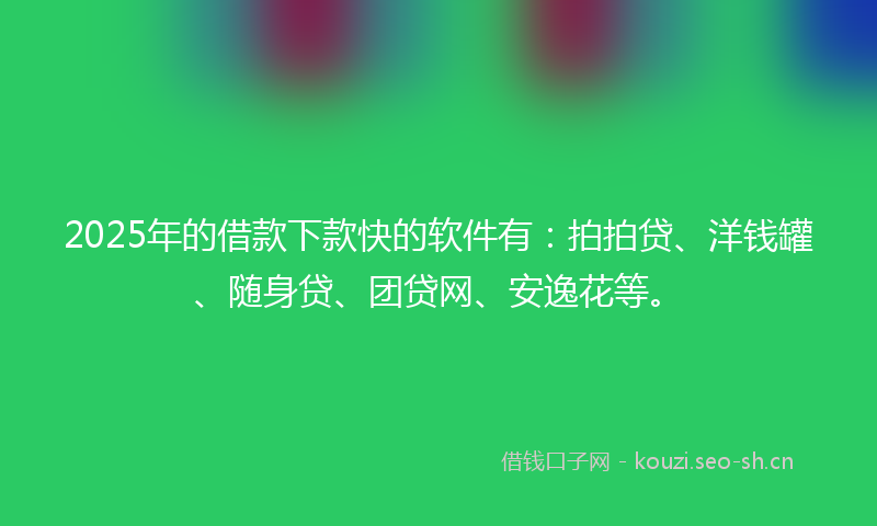2025年的借款下款快的软件有：拍拍贷、洋钱罐、随身贷、团贷网、安逸花等。