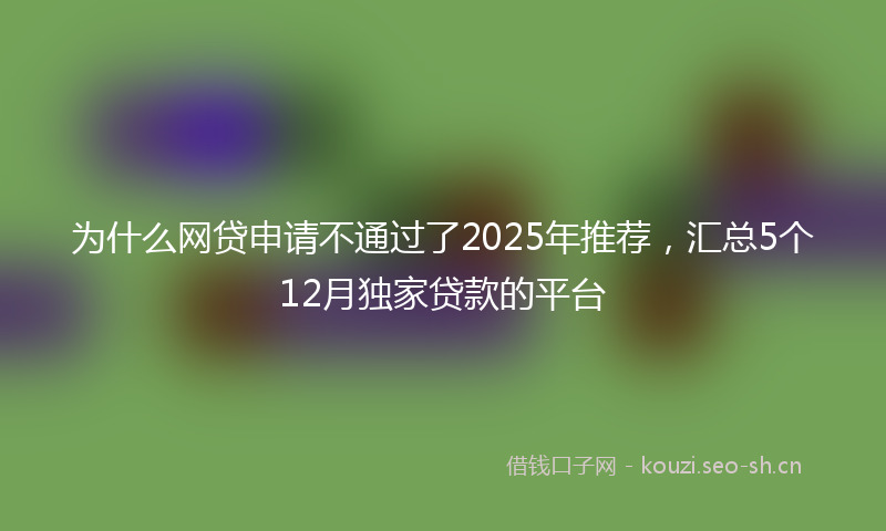 为什么网贷申请不通过了2025年推荐，汇总5个12月独家贷款的平台