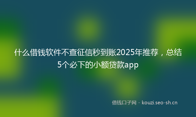 什么借钱软件不查征信秒到账2025年推荐,总结5个必下的小额贷款app