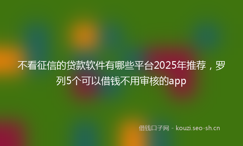 不看征信的贷款软件有哪些平台2025年推荐，罗列5个可以借钱不用审核的app