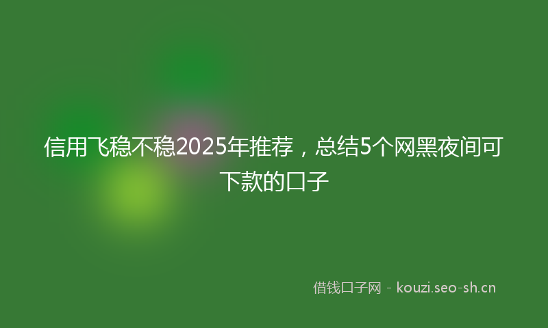 信用飞稳不稳2025年推荐,总结5个网黑夜间可下款的口子
