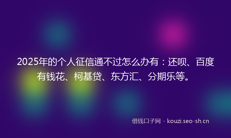 2025年的个人征信通不过怎么办有：还呗、百度有钱花、柯基贷、东方汇、分期乐等。