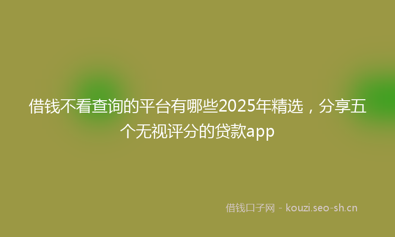 借钱不看查询的平台有哪些2025年精选，分享五个无视评分的贷款app