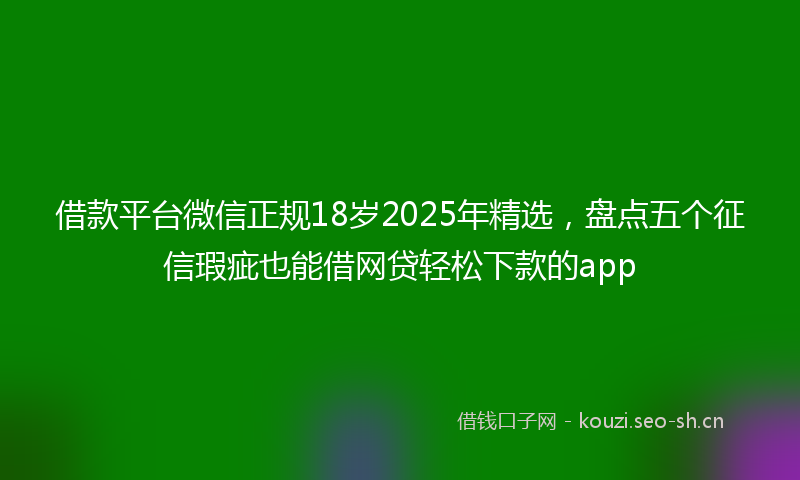 借款平台微信正规18岁2025年精选，盘点五个征信瑕疵也能借网贷轻松下款的app